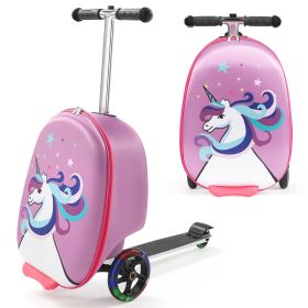 Ride-on Luggage, 20 L Capacity, 20 Inches Kids Scooter Suitcase with Flash PU Wheels, Adjustable Handle & TPR Non-Slip Grip (Default: Default)