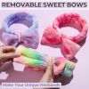 Spa Headband, 6pcs Makeup Headbands and Hair Scrunchies, Bow Skin Care Headband for Washing Face for Teen Girls Women