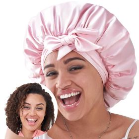 Silk Bonnet, Satin Hair Bonnet For Sleeping For Wavy Curly Natural Hair (Option: Pink)